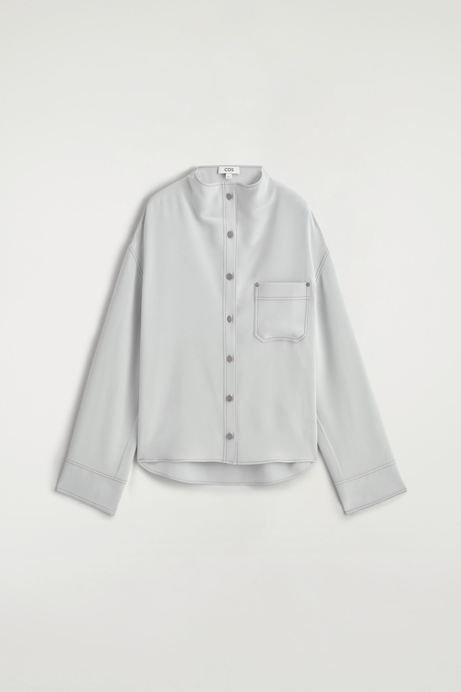 デニムエフェクト シルクファネルネックシャツ